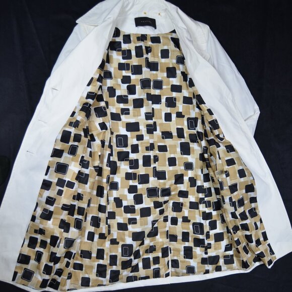 Tahari white trench coat, water resistant mod trench jacket, buttons, pockets M - Picture 9 of 16